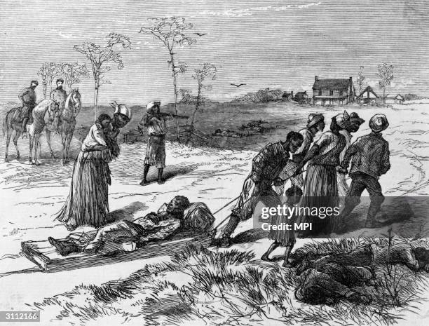 Blacks gathering dead and wounded from the 'Colfax Massacre', Lousinia. Published in Harper's Weekly.