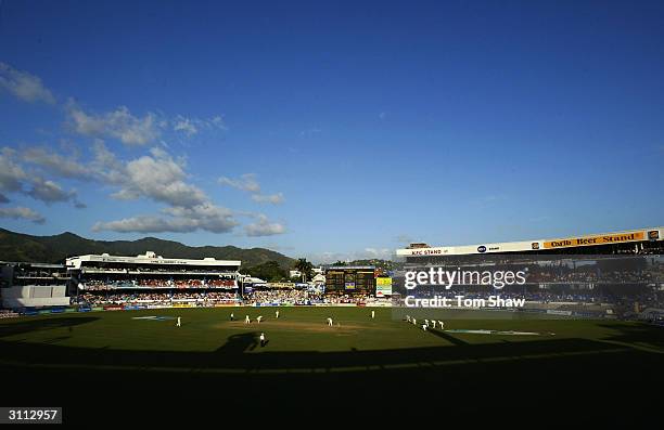 General view of the ground during day 1 of the 2nd Test Match between the West Indies and England at Queens Park Oval, on March 19 in Port of Spain,...