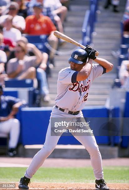 Trey Beamon of the Detroit Tigers in action during a spring training game against the New York Yankees at the Legends Field in Tampa, Florida. The...