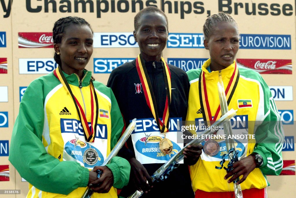(L to R) Ethiopian second-placed Tirunes