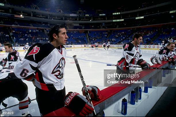 Defenseman Bob Boughner of the Buffalo Sabres in action during a game against the Montreal Canadiens at the Marine Midland Arena in Buffalo, New...