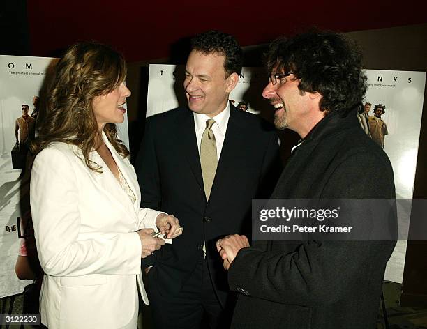Actress Rita Wilson, actor Tom Hanks, and director Joel Coen attend a private screening of "The Ladykillers" on March 22, 2004 at the Landmark...