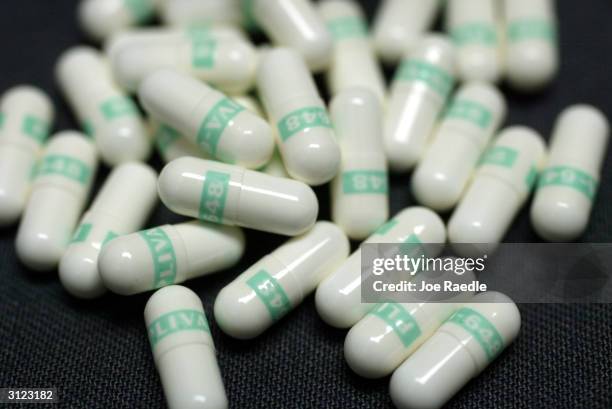 Anti-depressant pills named Fluoxetine are shown March 23, 2004 photographed in Miami, Florida. The Food and Drug Administration asked makers of...