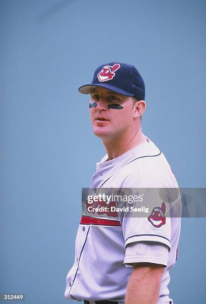 Infielder Jim Thome of the Cleveland Indians in action during a game against the Boston Red Sox at Fenway Park in Boston, Massachusetts. The Red Sox...