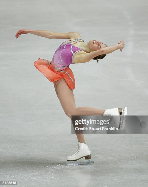Carolina Kostner of Italy in action during the ladies free skating program at the 2004 World Figure Skating championships at Westfalenhalle on March...