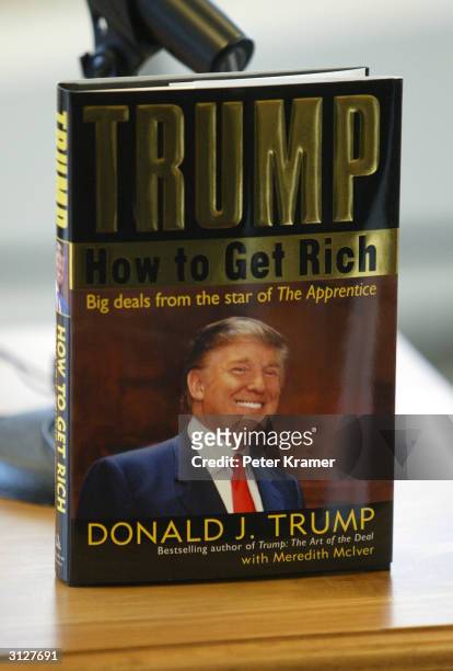 Copy of Donald Trump's new book "How To Get Rich" is displayed March 24, 2004 at Barnes and Noble in Lincoln Center in New York City.