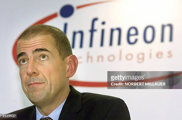 Picture dated 12 December 2002 in Dresden showing Ulrich Schumacher, the chairman of Infineon, Europe's second biggest maker of semi-conductors in...