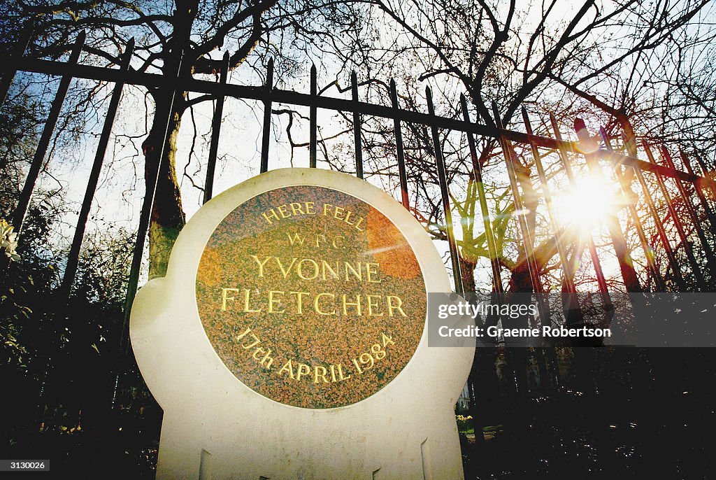 The Memorial Plaque Of Murder Victim Yvonne Fletcher In London