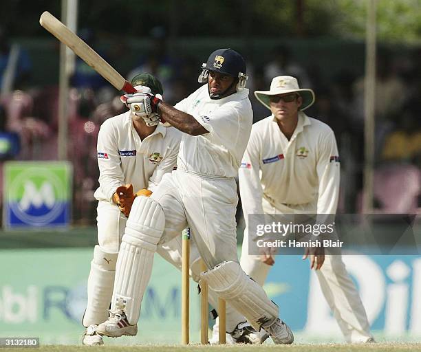 Hashan Tillakaratne of Sri Lanka in action during day three of the Third Test between Australia and Sri Lanka played at the Singhalese Sports Club on...