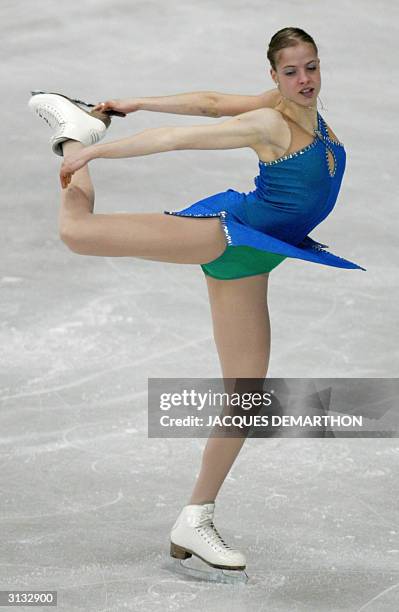 Carolina Kostner of Italy performs in the Ladies Short Program at the 2004 World Figure Skating Championships in Dortmund, 26 March 2004. AFP PHOTO...