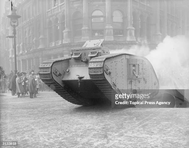 Mark IV tank, part of the parade at the Lord Mayor's Show in London.