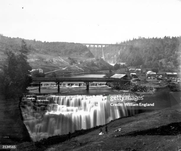 Waterfall on the Genesee River, near Rochester, New York State.