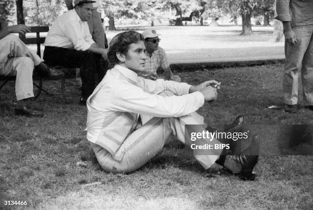 Australian actor Rod Taylor on location in Indiana for the filming of the American drama Raintree County, 1956.