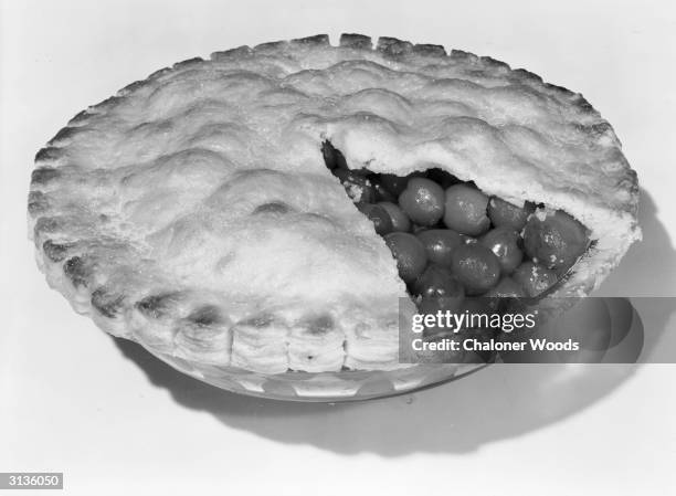 Pritchard Wood cherry pie, showing the fruit beneath the crust.