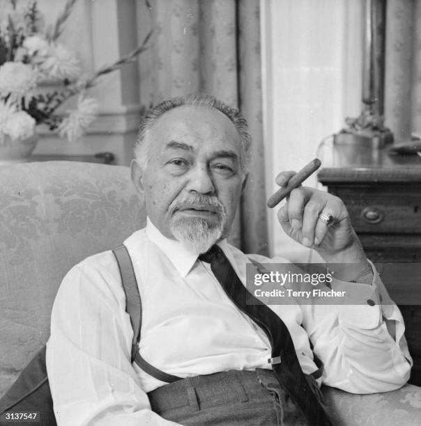 Romanian-born actor Edward G Robinson , star of the classic thrillers 'Double Indemnity' and 'Key Largo', at Claridges Hotel in London.