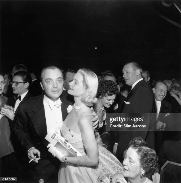 American socialites James Paul Donahue, III and C.Z. Guest at a party given by the Duke and Duchess of Windsor at the Waldorf Astoria on Park Avenue,...