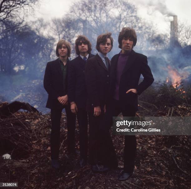 The four members of the British pop band Smoke, Mick Rowley, Mal Luker, John 'Zeke' Lund and Geoff Gill. Groomed for stardom by Alan Brush, a gravel...