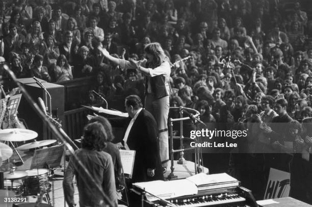 British rock band 'Deep Purple' in concert at the Royal Albert Hall in London. Deep Purple's keyboardist and composer Jon Lord composed and scored a...