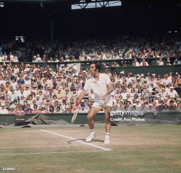 Soviet tennis star Alex Metreveli in action at the Wimbledon Tennis Championships.
