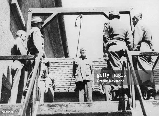 The execution of Nazi doctor Klaus Schilling. Twenty-eight of his colleagues at Dachau were also hung after this War Crimes trial.