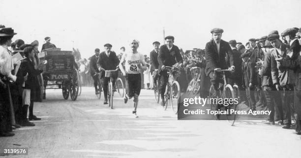 Labry of France in second position at Harrow in the 1908 Olympic marathon in London.