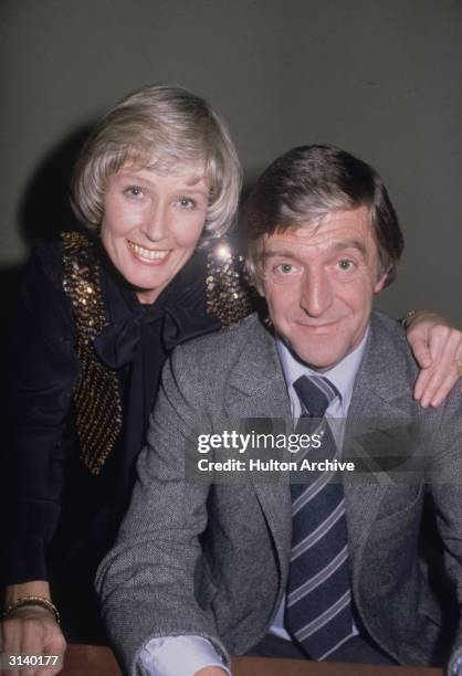 British television presenter and interviewer Michael Parkinson with his wife Mary.