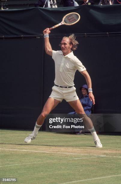 American tennis player Stan Smith in action.