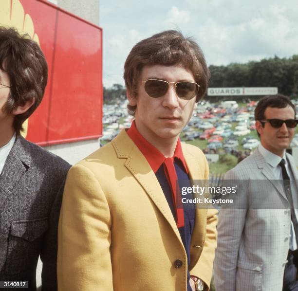 Kenny Jones, the drummer of the mod band The Small Faces, with fellow band member, Ronnie Lane , at a pirate radio station at Brands Hatch in Kent.