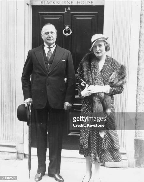 Edmund Maurice Burke Roche, Baron Fermoy and his wife Lady Fermoy after attending a society wedding. They are the grandparents of Lady Diana Spencer,...