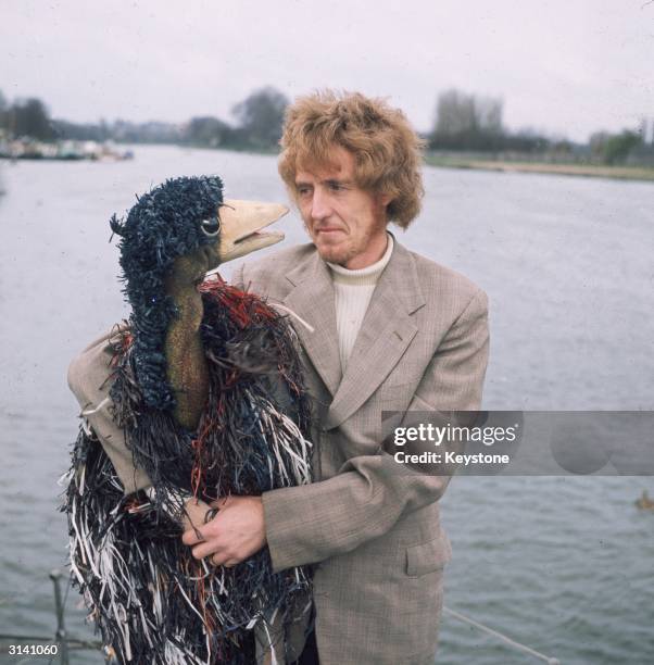 British children's entertainer Rod Hull with his manic animal sidekick Emu.