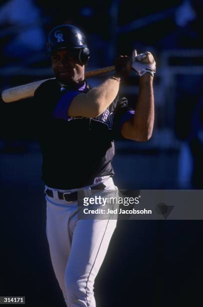 Outfielder Sherman Obando of the Colorado Rockies in action during a spring training game against the Chicago White Sox at the Tucson Electric Park...