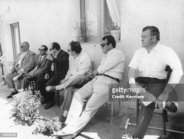 'The Six Roses' - mafia leaders under house arrest on the island of Linosa near Sicily. Left to right, Rosario Mancino of Palermo, Salvatore...