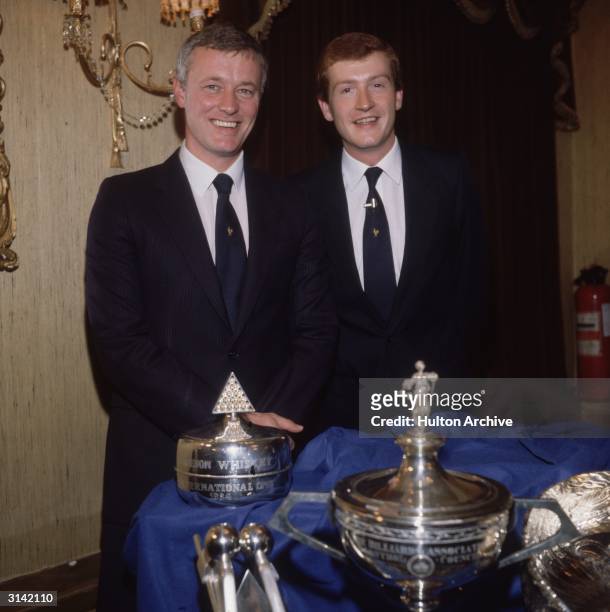 Snooker player Steve Davis at the Cafe Royal with his promoter and manager Barry Hearn, to sign a new one million pound five year contract with...
