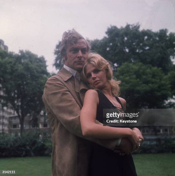 Michael Caine and Swedish sex symbol Britt Ekland, who co-star in the British gangster thriller 'Get Carter'.
