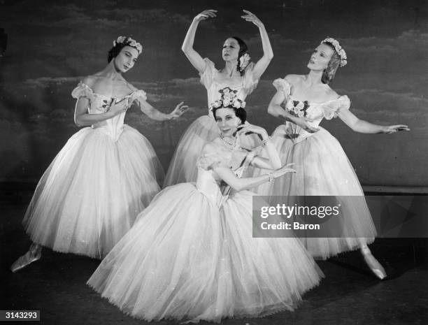'Pas de Quatre' with ballerinas Tatiana Krassovskaya as 'Carlotta Grisi', Alexandra Danilova as 'Fanny Cerito', Tatiana Riabouchinska as' Lucille...