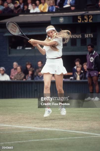 Sixteen year old American tennis player, Andrea Jaeger, at Wimbledon.