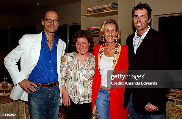 Guests Daniel Vergara, Mollie Kelly, Claudia Benvenuto and Kai Loebach pose at the book signing party for India Hicks' new coffee table book "Island...