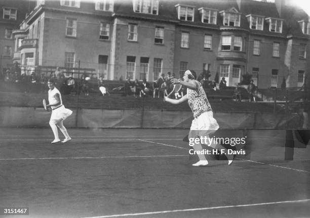 British tennis player Betty Nuthall taking part in a tennis tournament held at the Gleneagles Hotel, Gleneagles, Scotland, 21st September 1927.