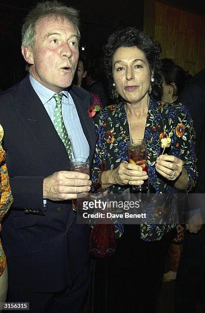 Roddy Llewellyn and wife attend Theo Fennell 21st Birthday Party at The Collection on October 29, 2003 in London.