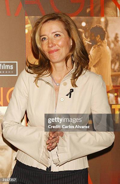 Actress Emma Thompson attends a photocall for "Imagining Argentina" on March 30, 2004 at Hotel Ritz, in Madrid, Spain.