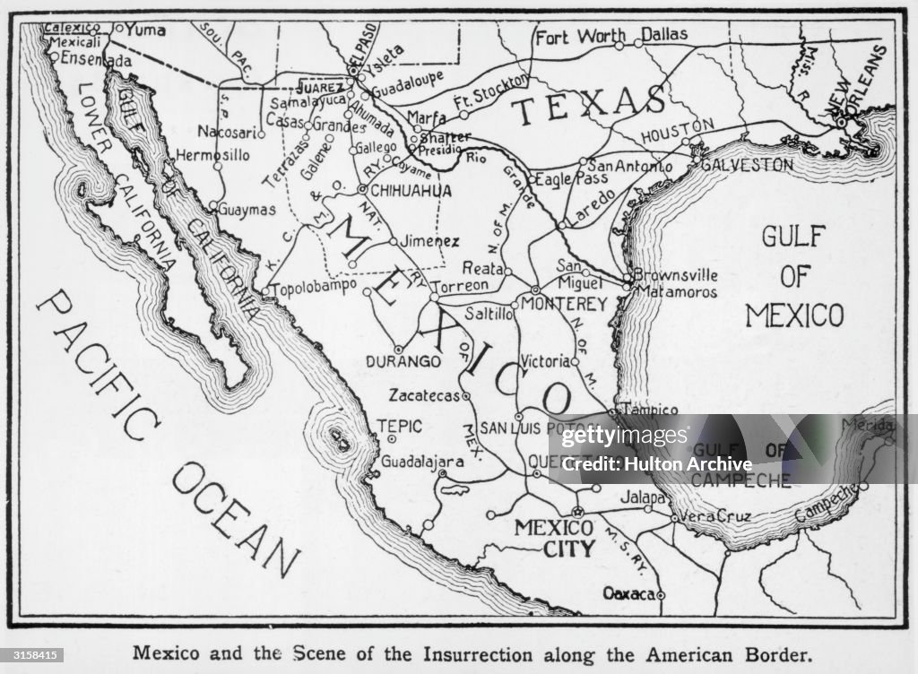 Insuurection Map A map of Mexico, showing the location of the insurrection along the ...