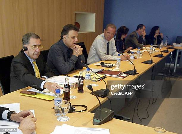 Owner Simon Mishra and Marketing Director Avi Albeck of Basketball team Macabi Tel Aviv attend a meeting of Euroleague Clubs representatives in...