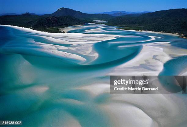 australia,whitsunday island, whitehaven beach,aerial view - whitehaven beach stock pictures, royalty-free photos & images