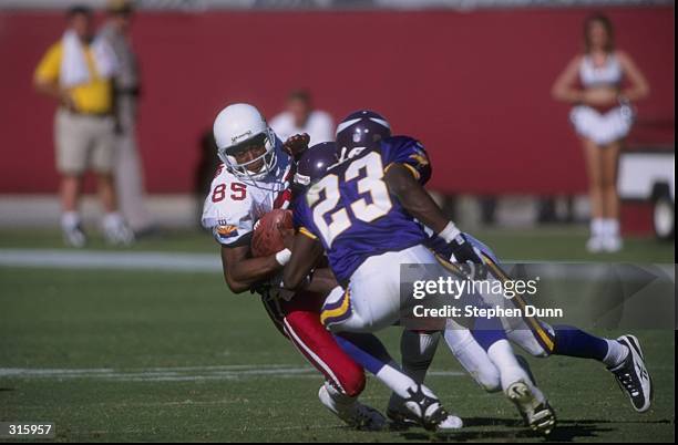 Rob Moore of the Arizona Cardinals looking on during the game against the Minnesota Vikings at the Sun Devil Stadium in Tempe, Arizona. The Vikings...