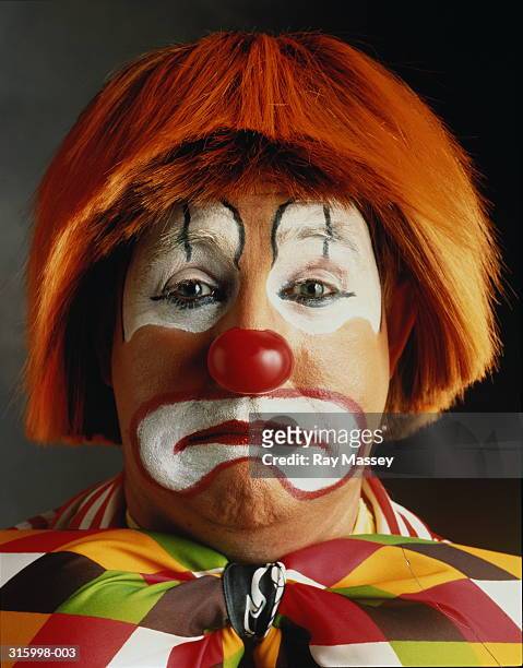 portrait of clown looking sad, close-up of head - joker stock pictures, royalty-free photos & images