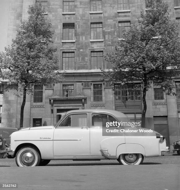 Vauxhall Cresta parked outside Bush House in London, the headquarters of the BBC.