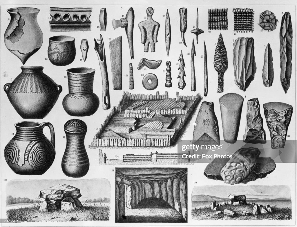 Neolithic Surplus Storage A collection of Stone Age artefacts from around the world, including ...