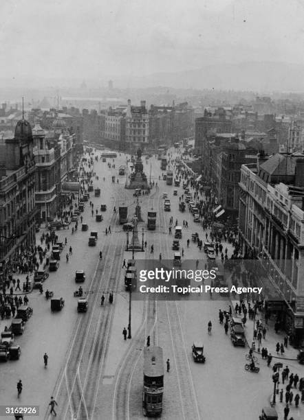 The O'Connell Monument in O'Connell Street, Dublin, from Nelson's Column.