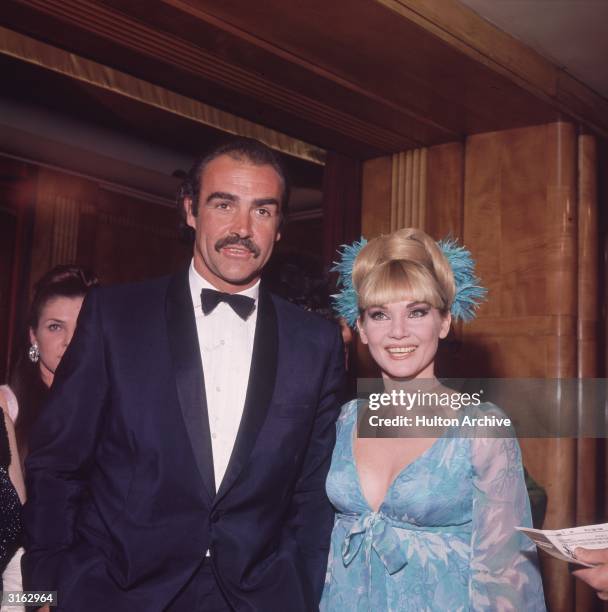 Film star Sean Connery with his first wife Diane Cilento at the film premiere of the James Bond film 'You Only Live Twice', in which he starred.