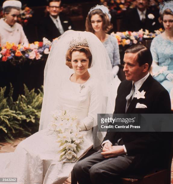 Wedding of Crown Princess Beatrix of the Netherlands to West-German diplomat, Herr Claus von Amsberg in Amsterdam.